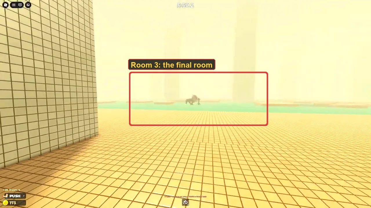 Entering Room 3: the +40 Room 3 coin toast and the Progress saved message on screen