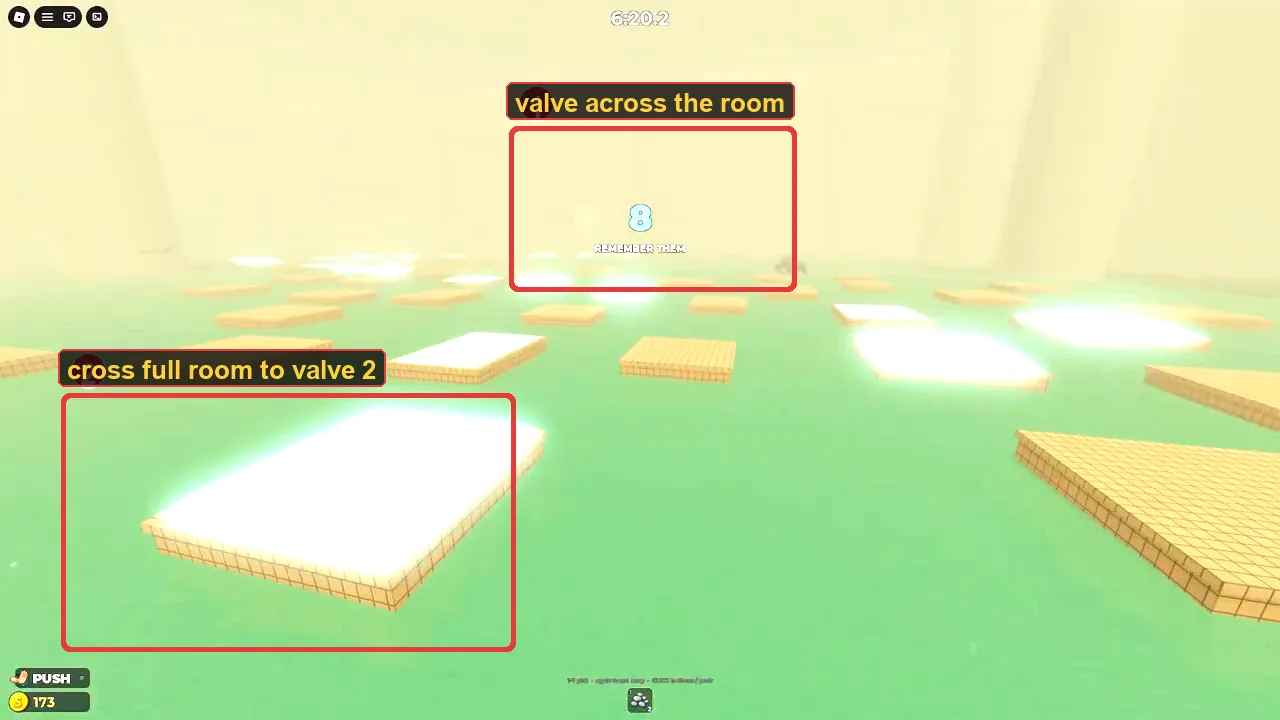 Room 3 valve order: valve one, the decoy throw spot, then valve two across the room