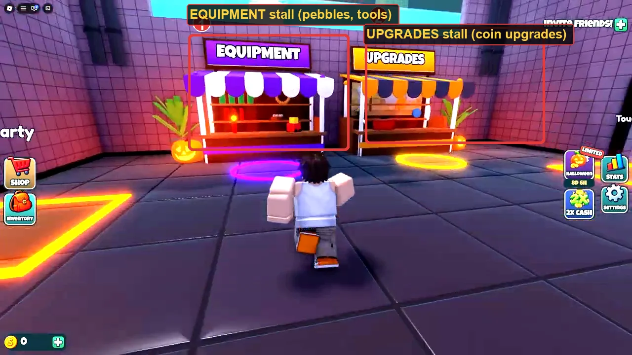 The DONT SPLASH shop with its five tabs marked, showing no code input field anywhere