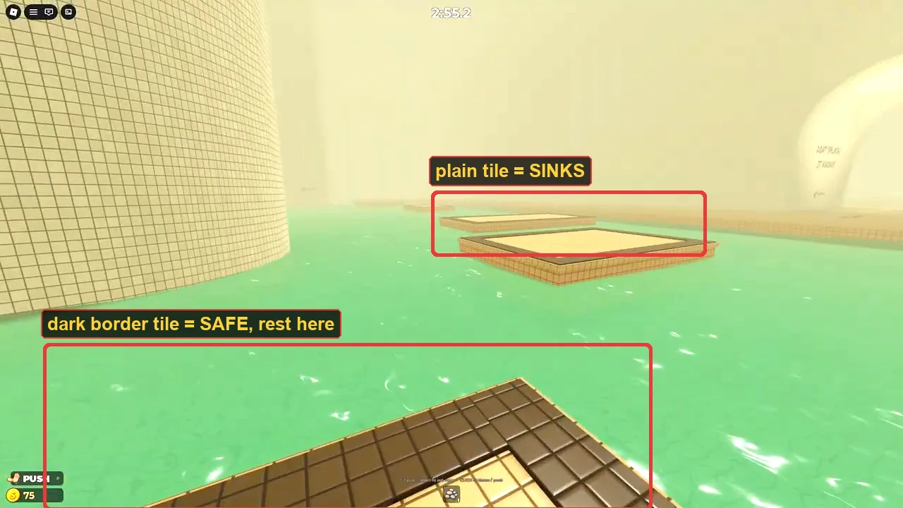 Side-by-side comparison: a dark-border tile marked SAFE against a plain tile marked SINKS