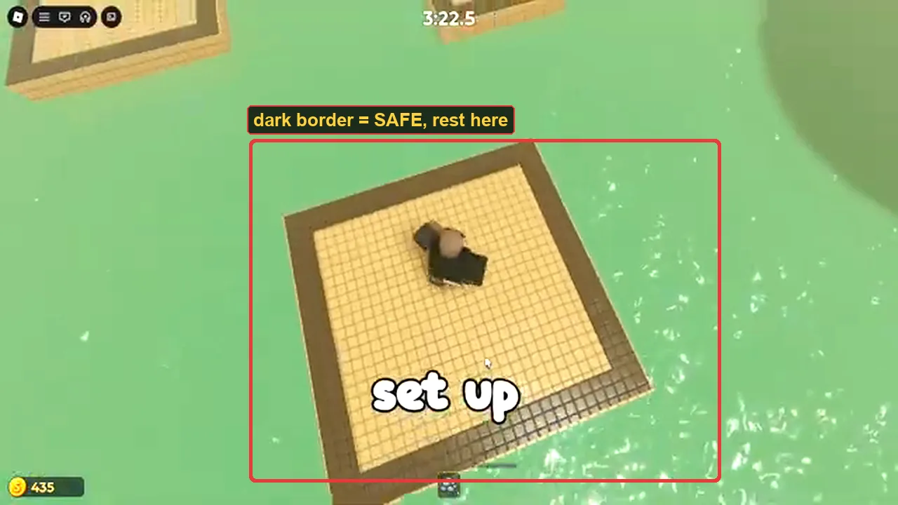 Sinking Platforms: a dark-border tile marked as safe and a plain tile marked as sinking